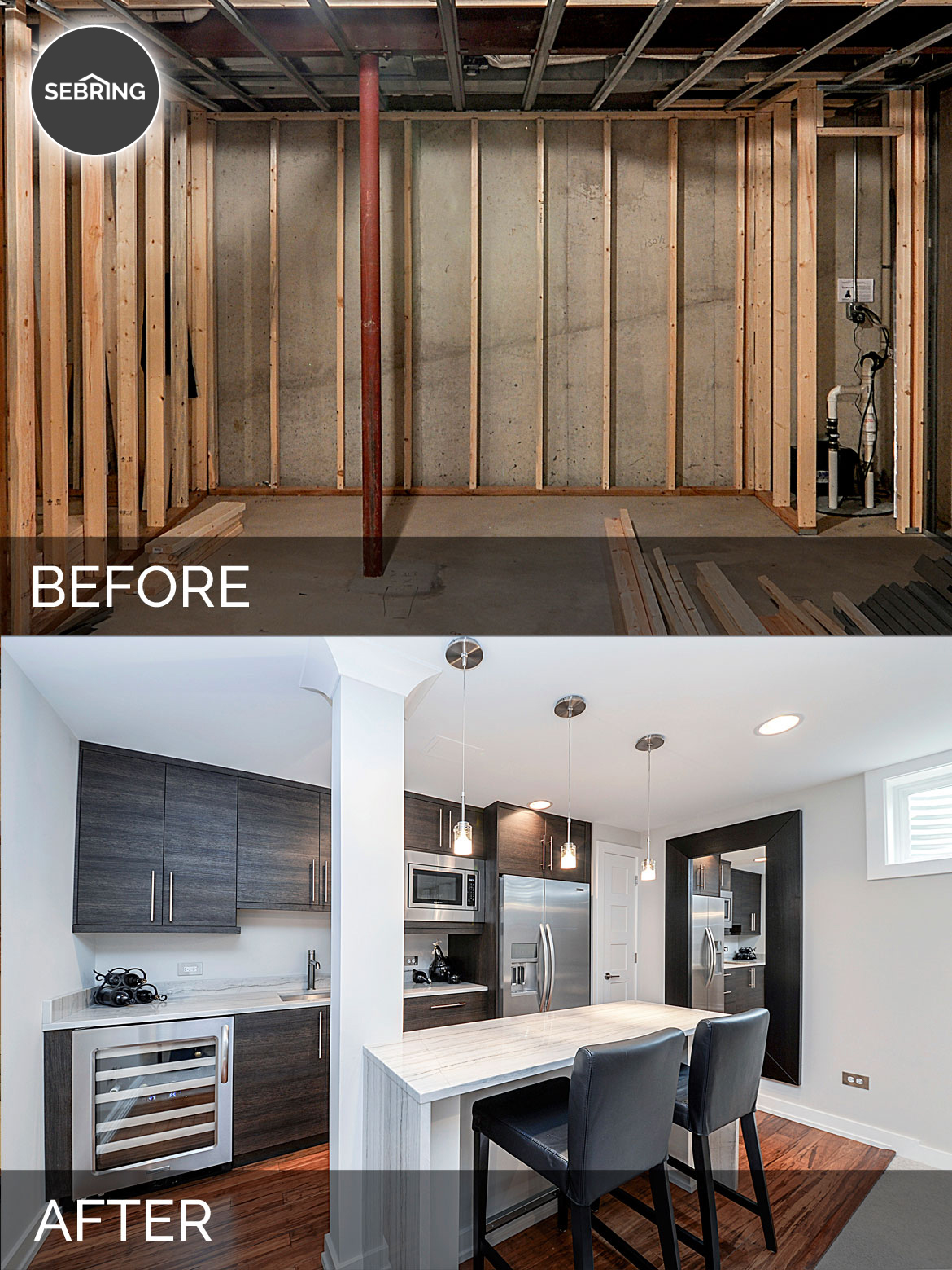 Before & After Basement Aurora - Sebring Design Build