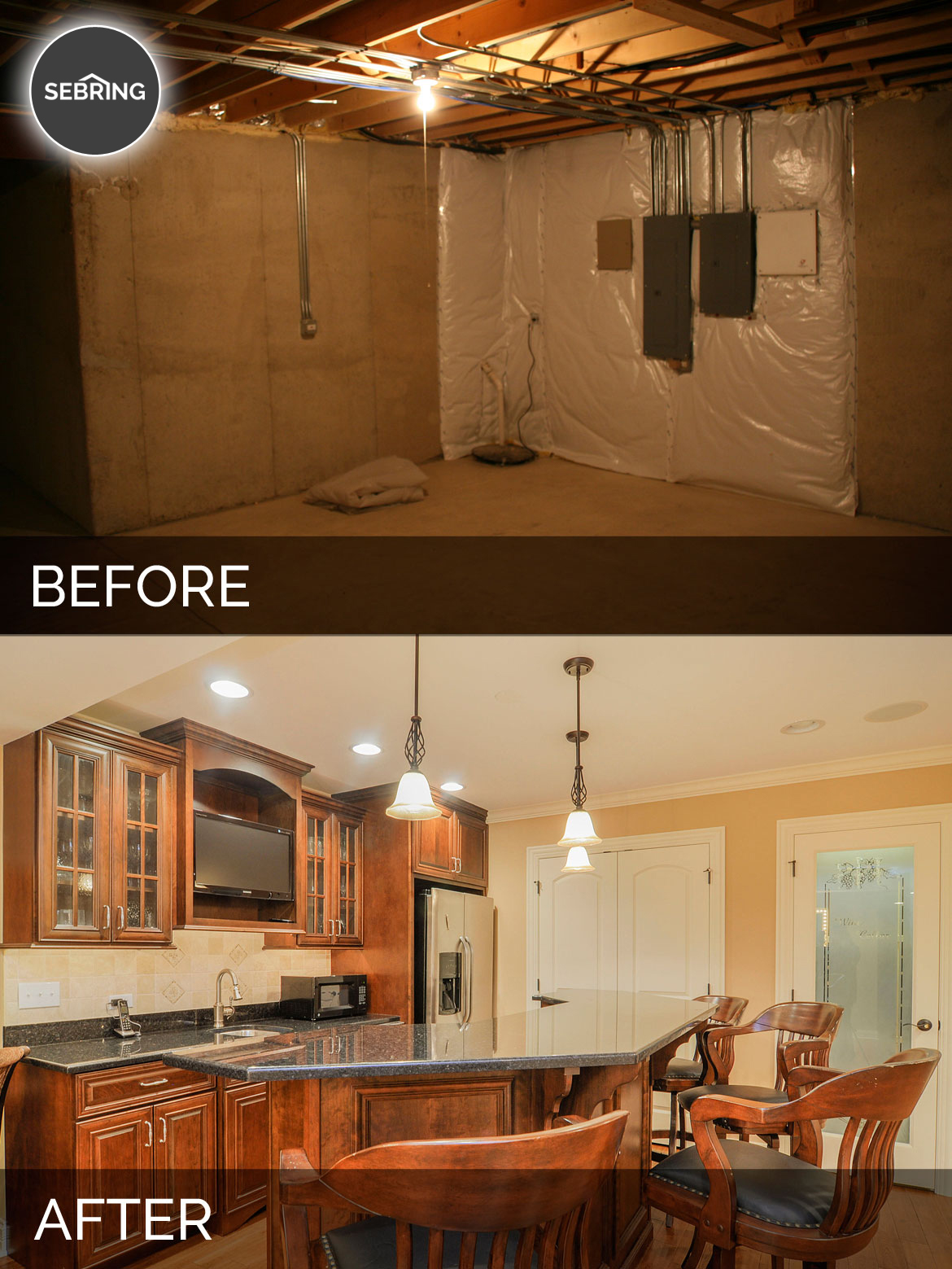 Mark & Kim's Basement Before & After Pictures | Luxury Home Remodeling