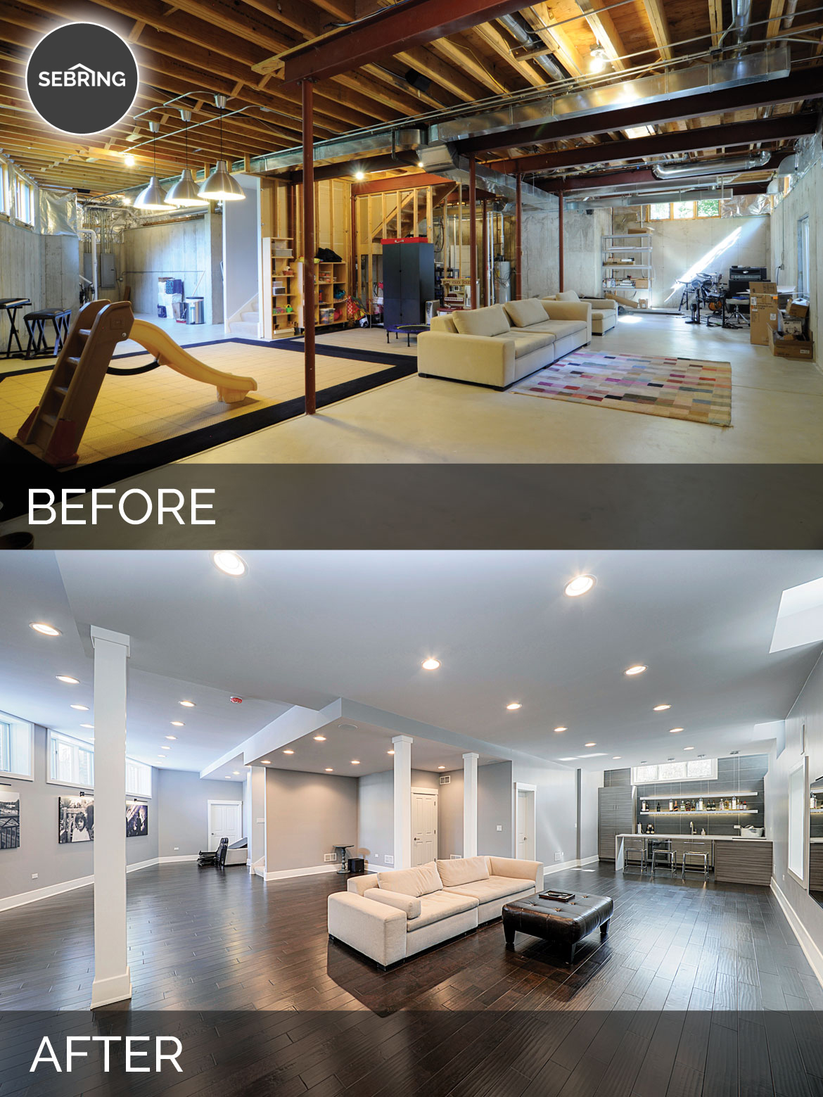 Before and after basement remodeling 791_Sebring Services 1