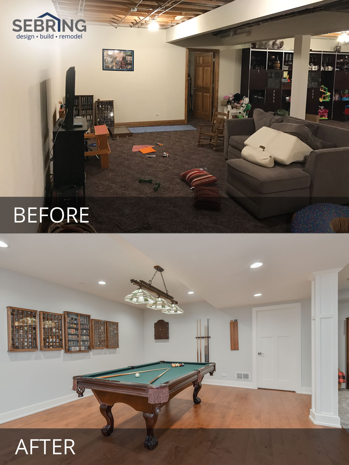 Stephan & Leslie's Basement Before & After Pictures | Home Remodeling Contractors | Sebring Design Build