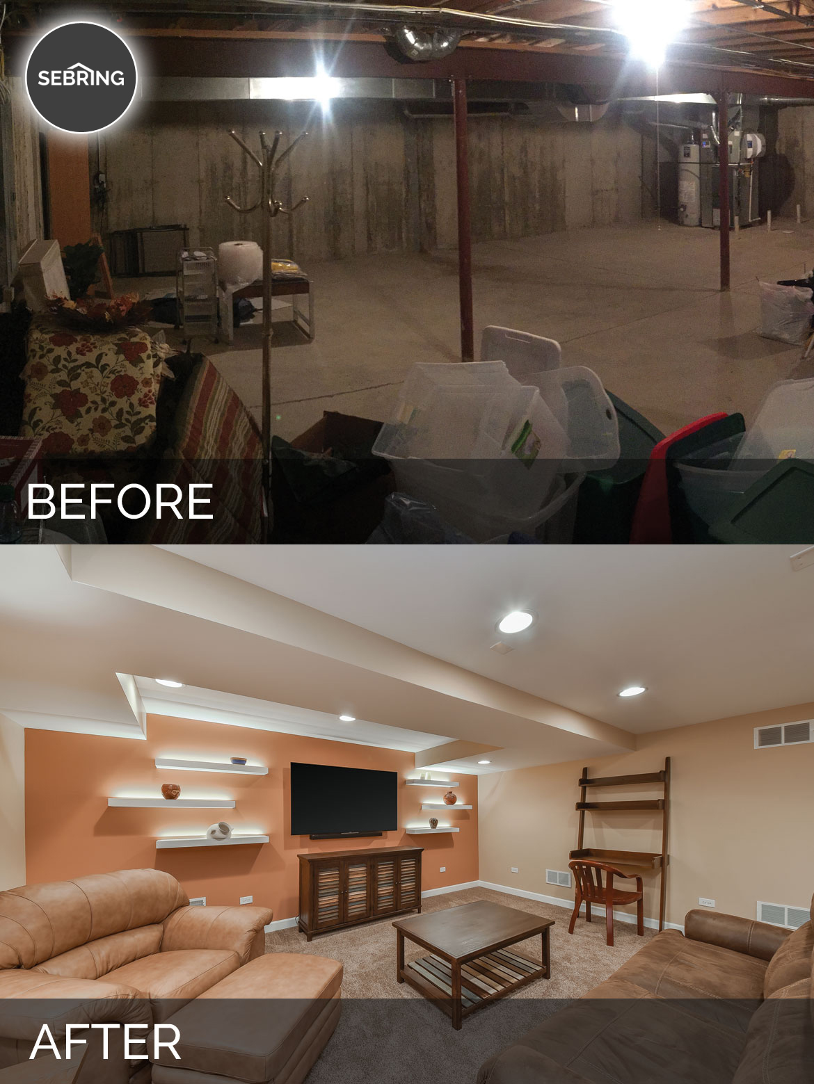 Carole's Basement Before & After Pictures | Luxury Home Remodeling