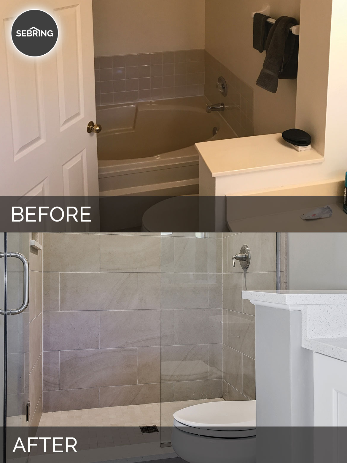 Naperville Master Bathroom Before & After - Sebring Design Build