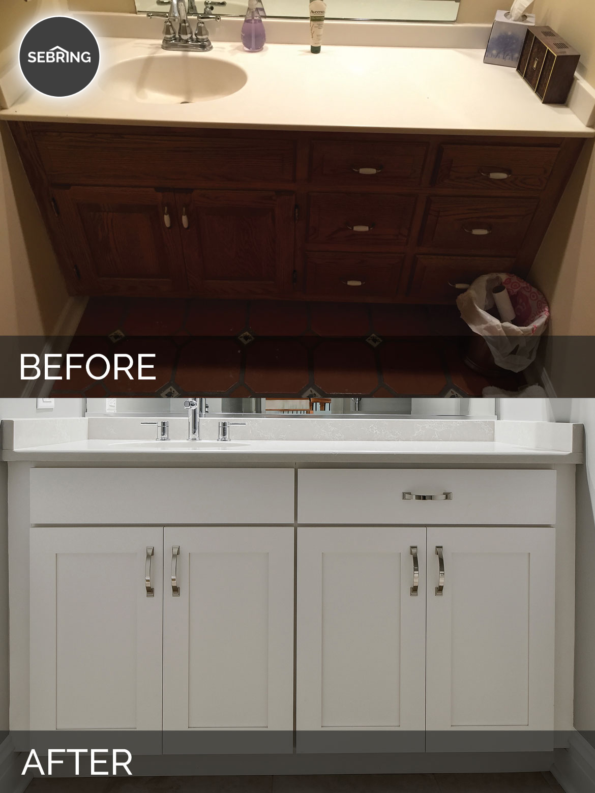 Before & After Powder Half Bath Warrenville - Sebring Design Build