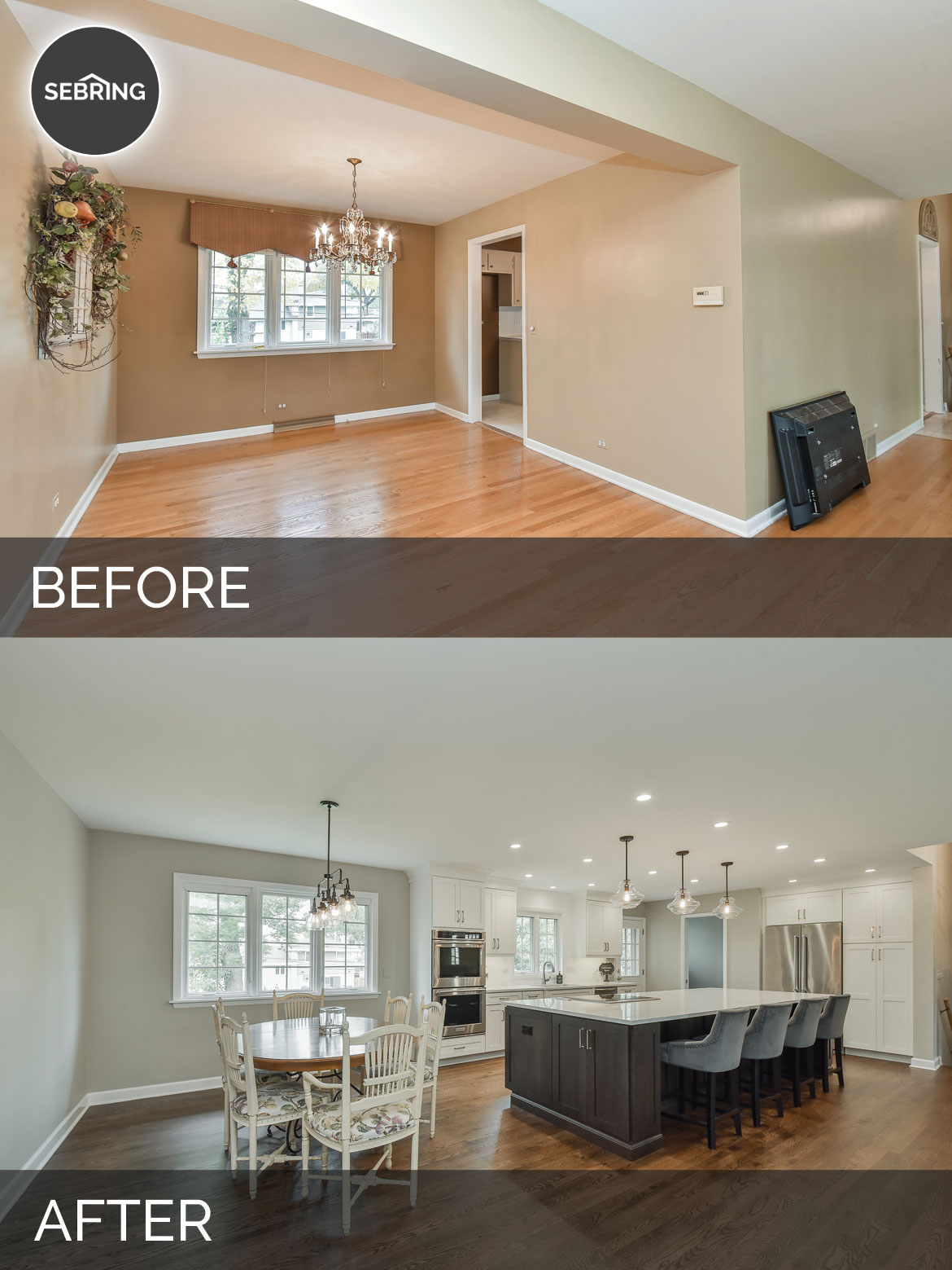 Before & After Kitchen Elmhurst - Sebring Design Build