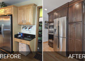 Lisle Kitchen Remodeling White Quartz Dark Cabinets Before & After Pictures - Sebring Design Build