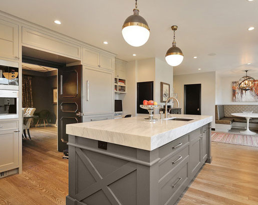 White Shaker Kitchen Cabinets With Grey Island the psychology of why grey kitchen cabinets are so popular sebring services