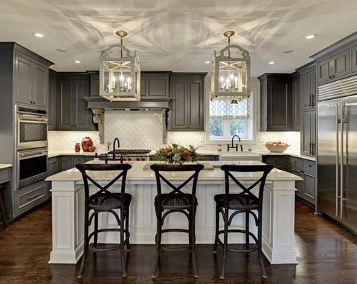 Gray Kitchen Cabinets, What Color Hardwood Floor With Grey Cabinets