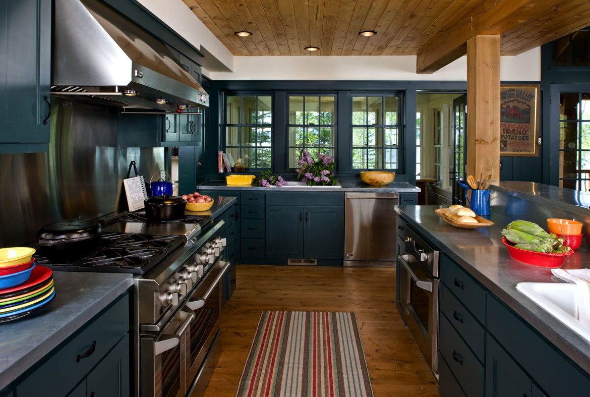 rustic blue kitchen design