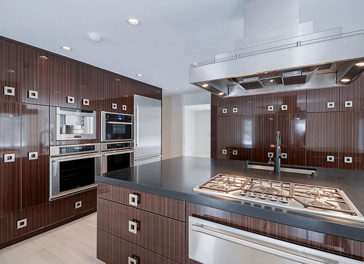 Modern White Dark Red Glossy Wood Cabinetry Design dark kitchen cabinets sebring services