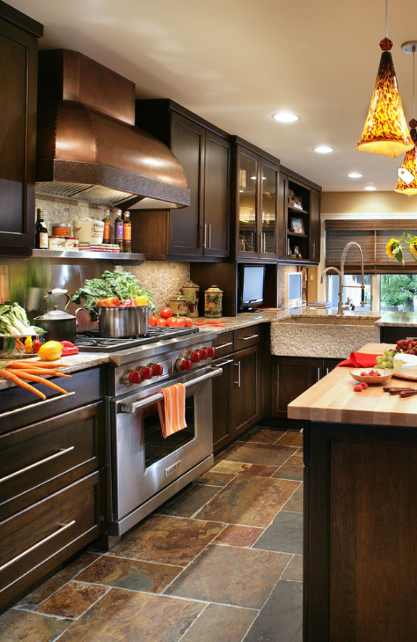 Mix & Match with Dark Wood Kitchen Cabinets