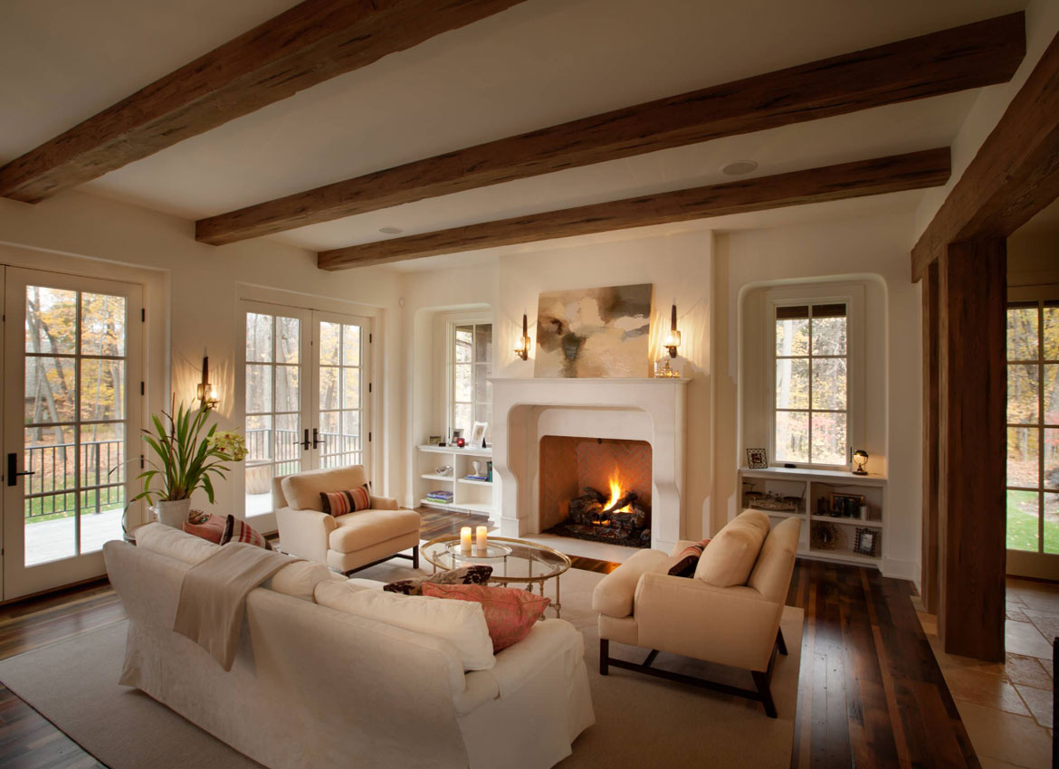 Faux Wood Beams In Living Room