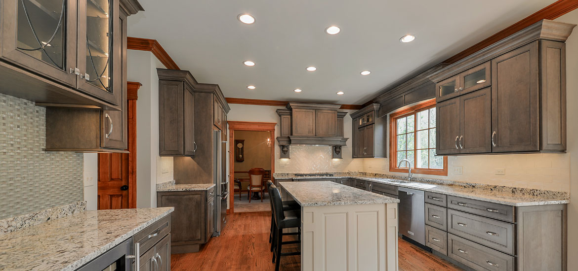 recessed light above kitchen island