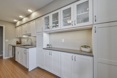 White Cabinets, Modern Clean Grey Paint, Subway Tile, Stainless Appliances - Sebring Design Build