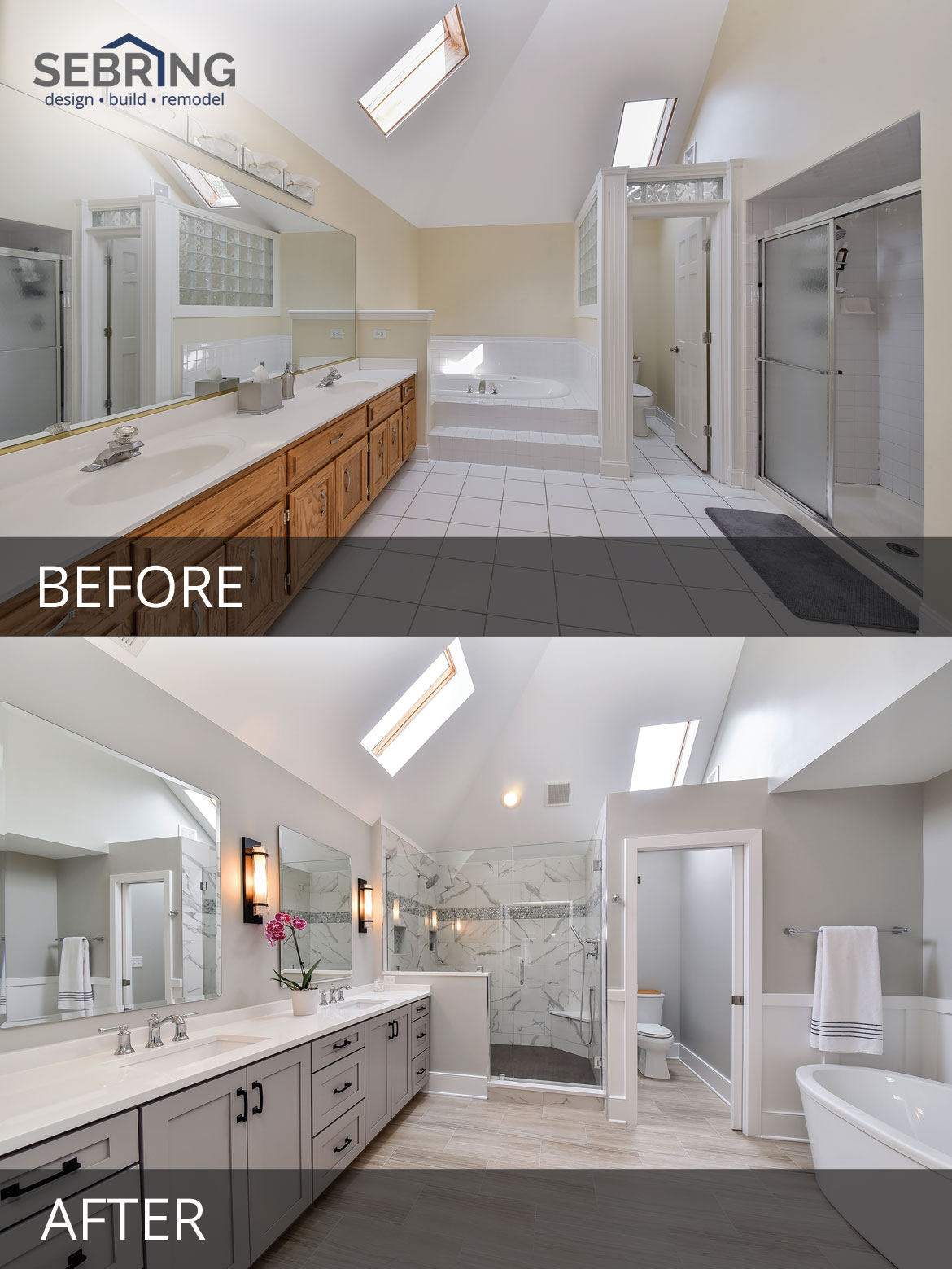 Naperville Master Bathroom Before and After Pictures - Sebring Design Build