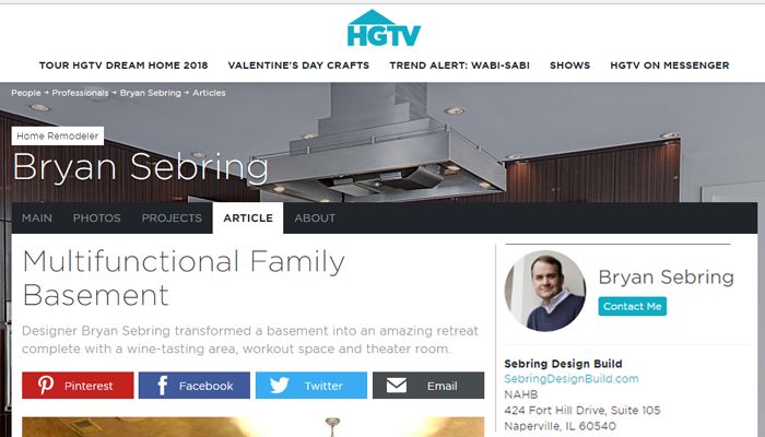 HGTV Professionals Article - Sebring Design Build