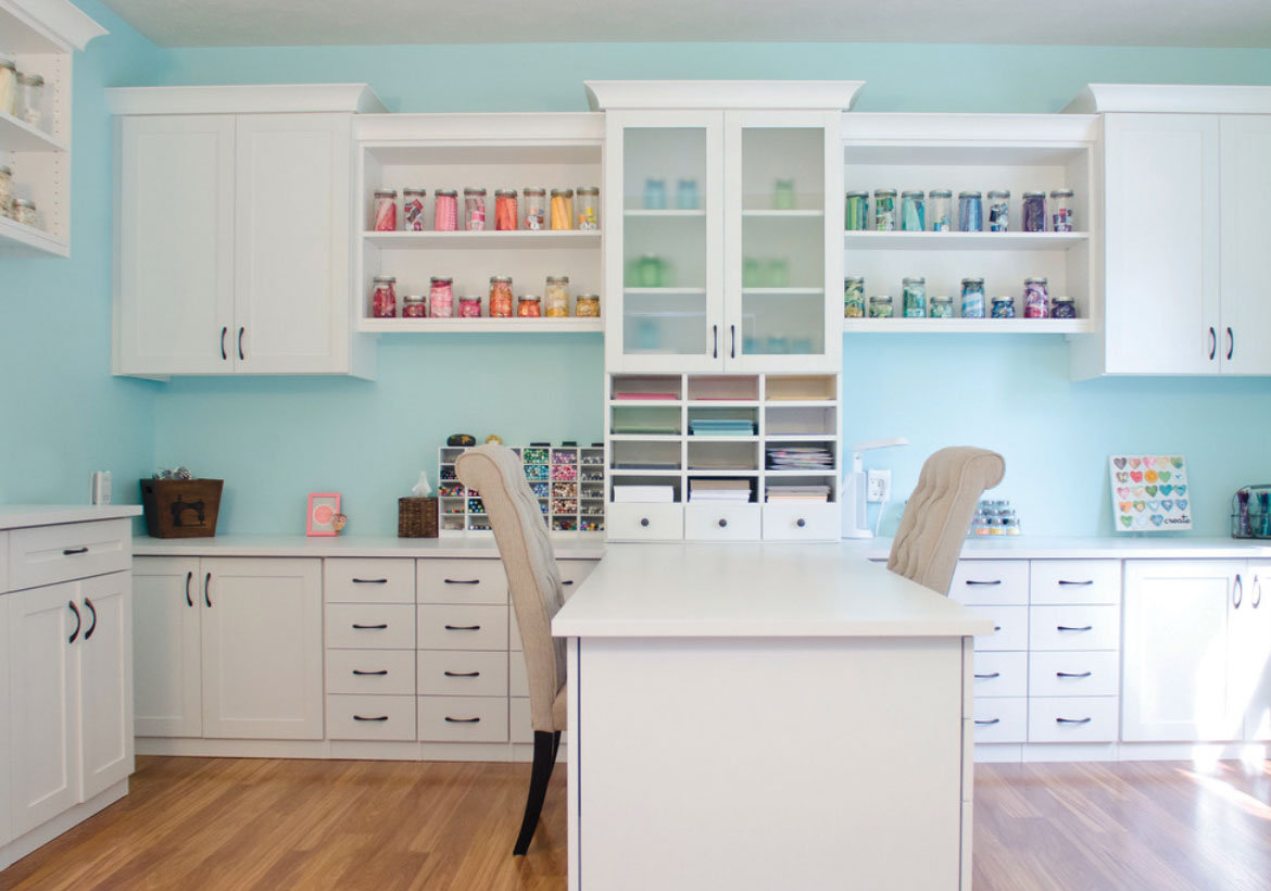 Craft Room Idea - 10 Creative Craft Room Ideas Craft Rooms For Productivity - It's a piece of furniture that borrows the design from typical tables but instead of feet it has storage spaces with shelves ad drawers.