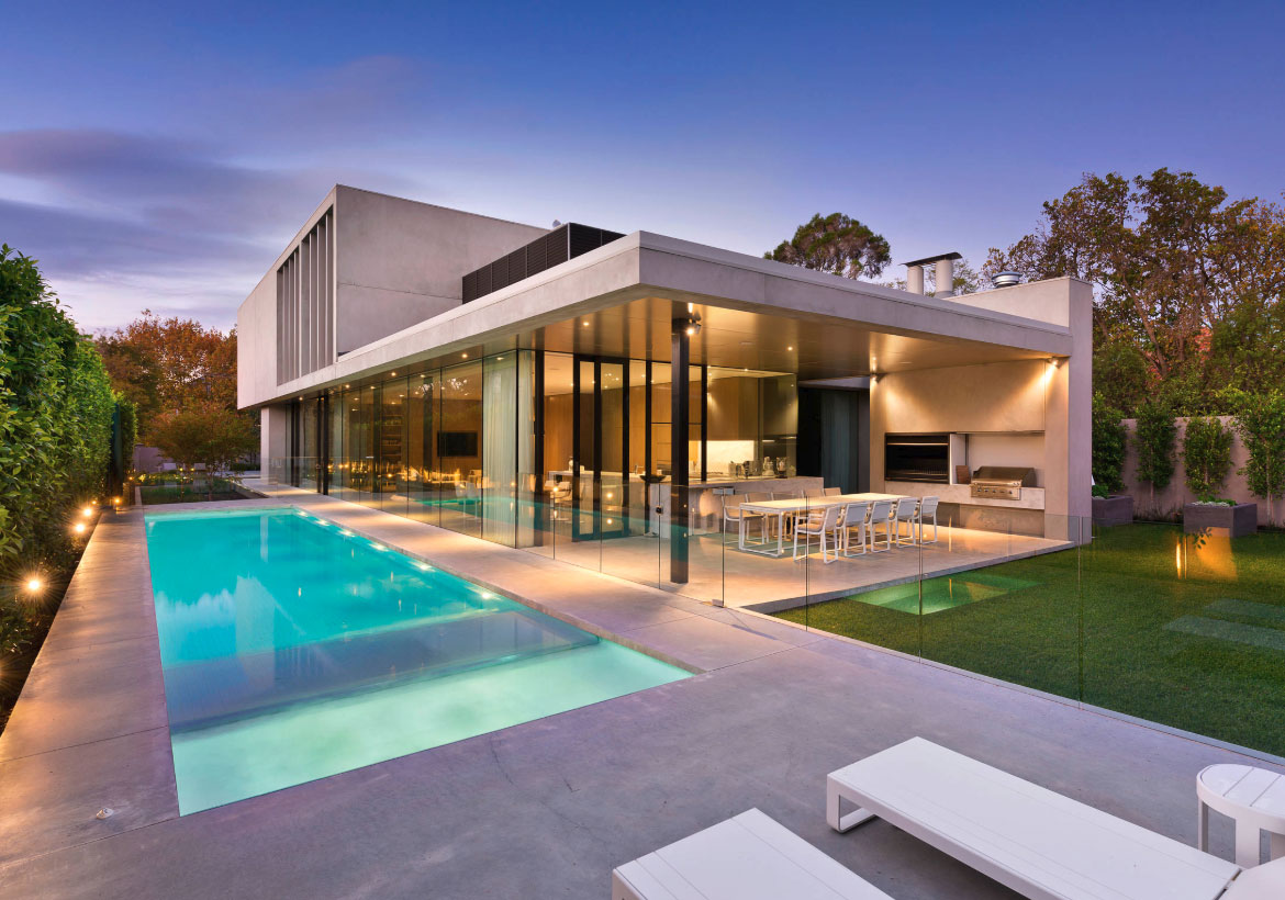 modern backyard design with pool