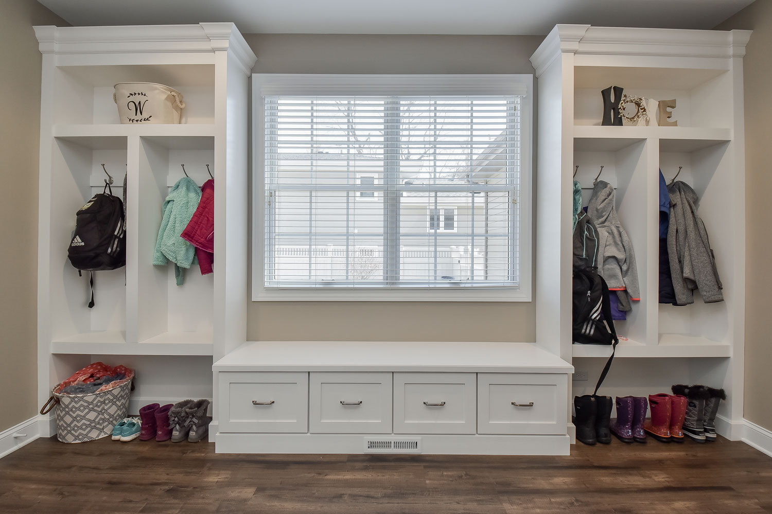 Downers Grove White Mudroom Cabinetry Lockers - Sebring Design Build