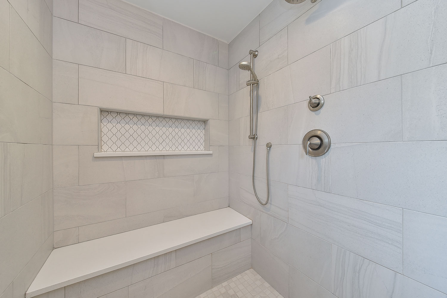 Naperville Walk-In Shower Stained Cabinetry - Sebring Design Build