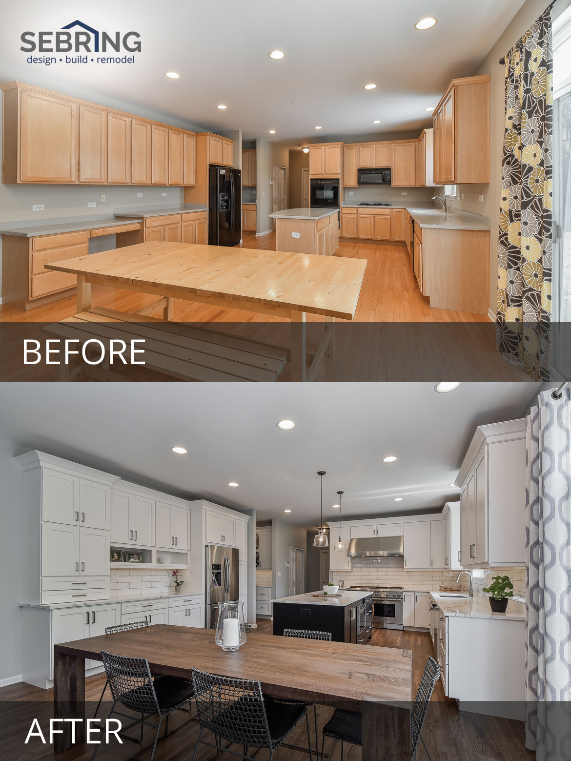 Plainfield Kitchen Remodel White Cabinetry Subway Tile Before After 7 Sebring Design Build 