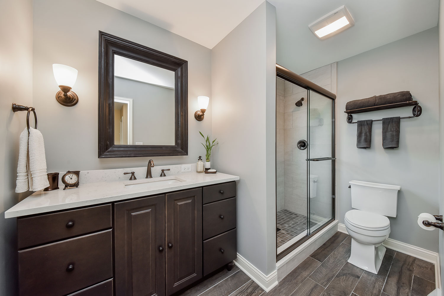 Wheaton Bathroom Remodel Rustic Wood Look Tile - Sebring Design Build