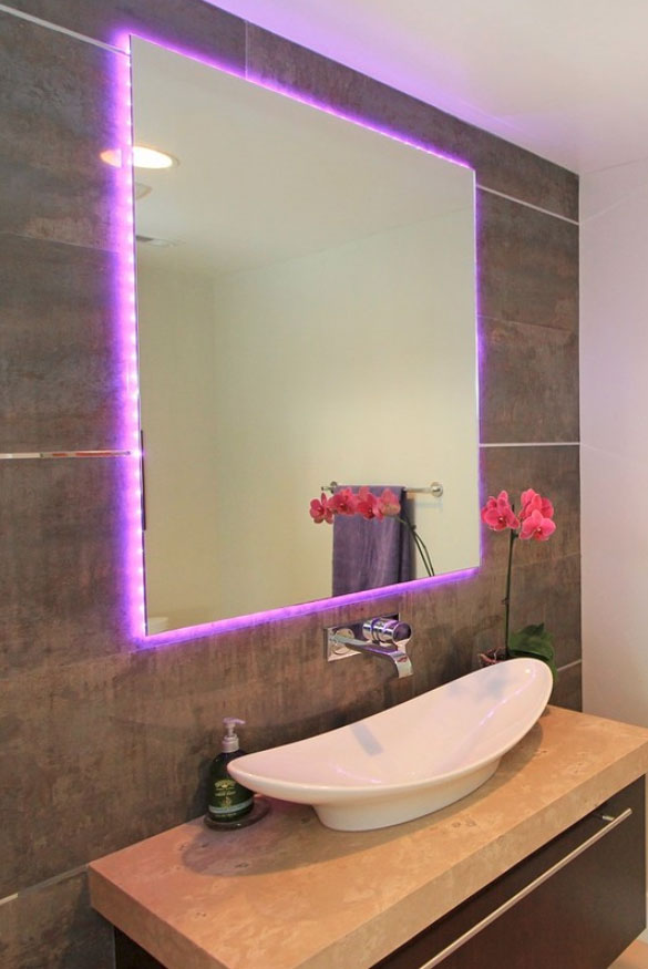 41 Creative Led Mirror Design Ideas, Diy Floating Vanity Mirror Led Strip Lights
