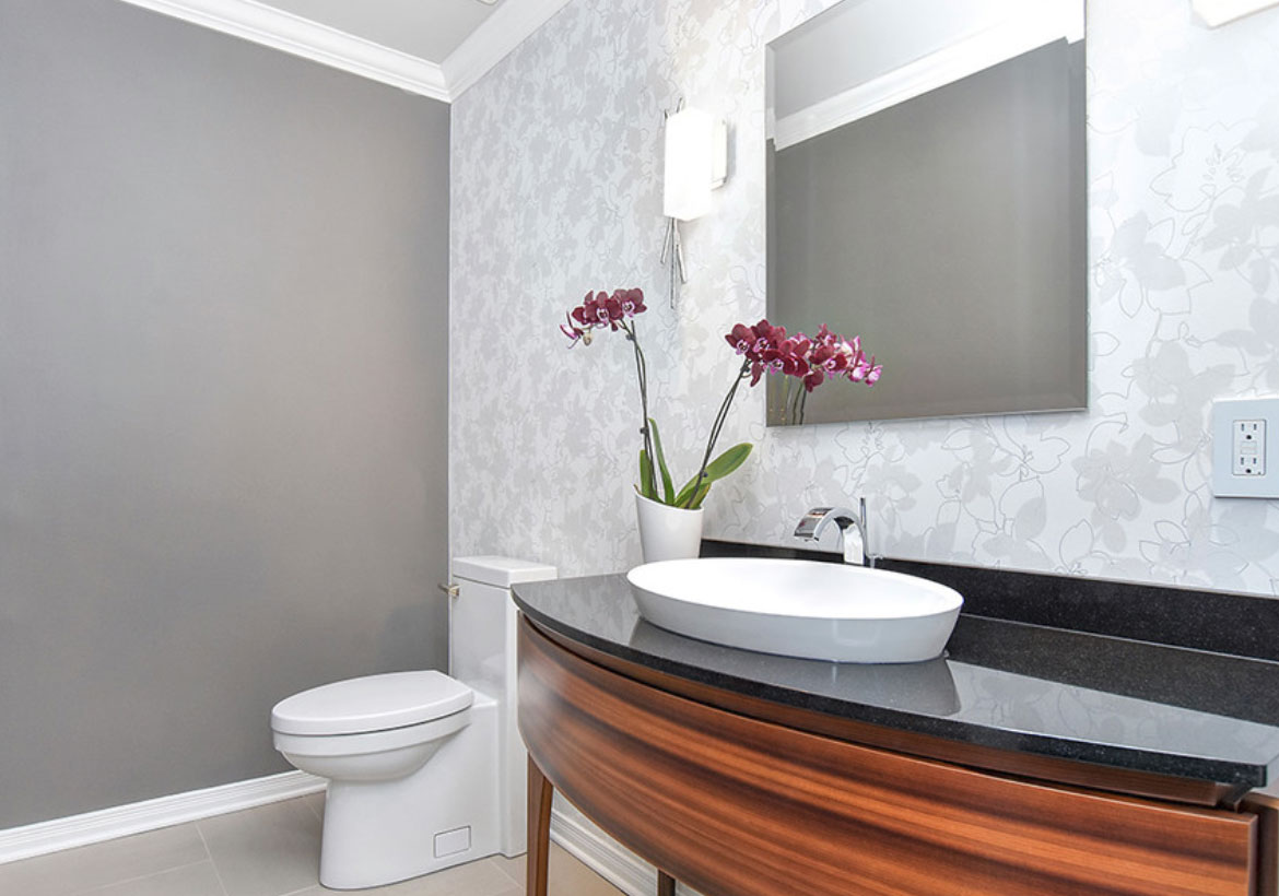 Home Architec Ideas Grey Half Tiled Bathroom Ideas