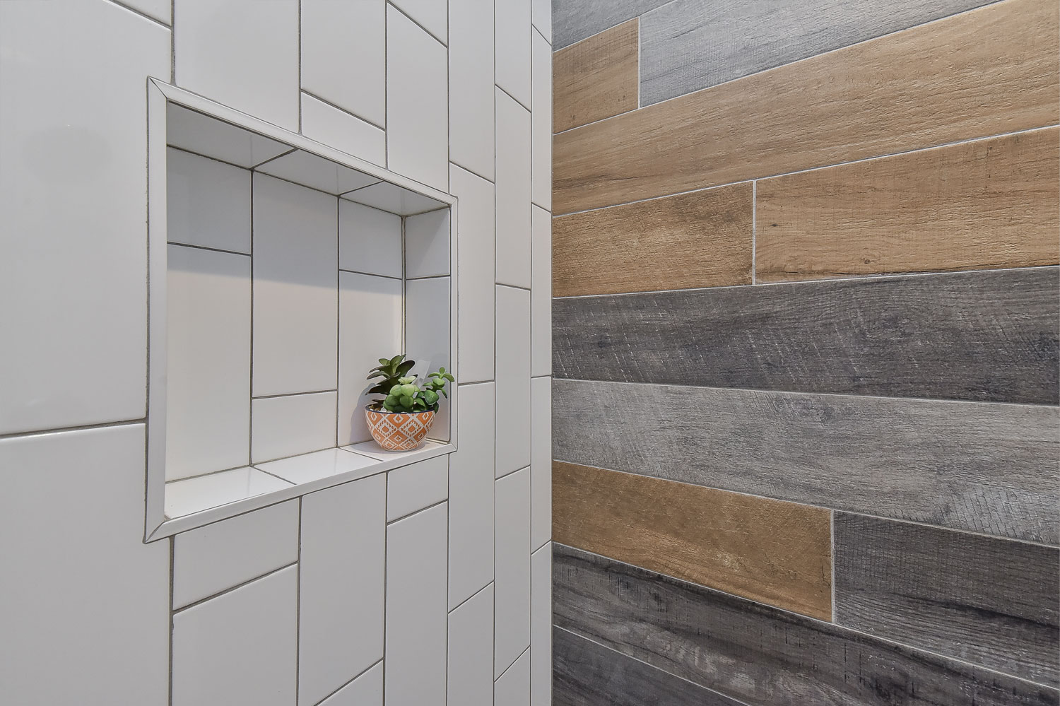 Glen Ellyn Basement Bathroom Wood Look Tile - Sebring Design Build