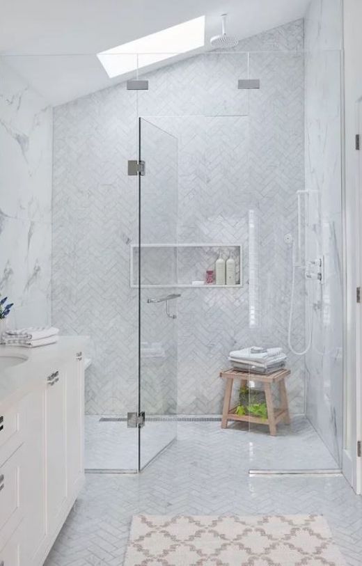 Herringbone Vs Chevron Tile Patterns, Herringbone Wall Tile Bathroom