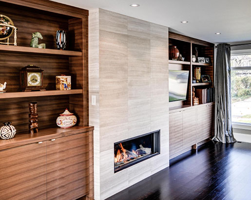 35 Stunning Fireplace Tile Ideas, Limestone Tile Fireplace Surround