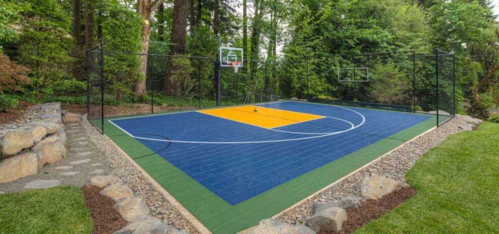 27 Outdoor Home Basketball Court Ideas, Diy Outdoor Basketball Court Flooring