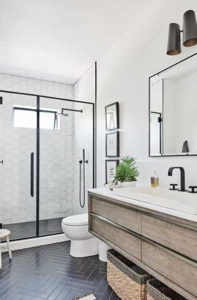 23 Black White Tile Design Ideas, Black Tile Shower Floor