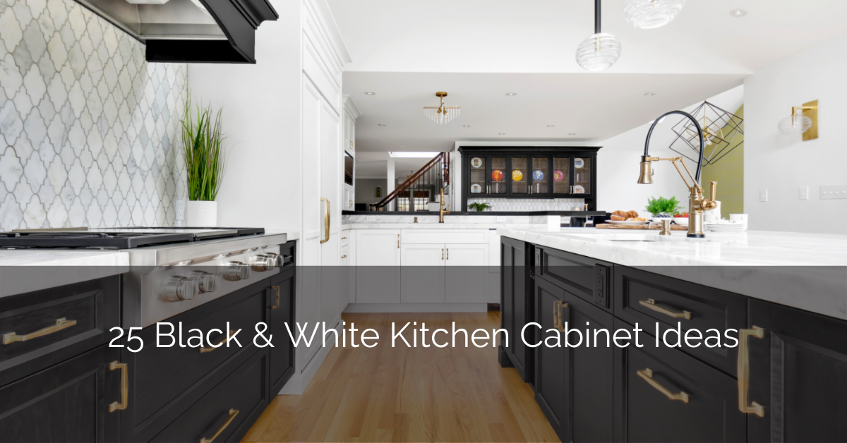 25 Black White Kitchen Cabinet Ideas, White Cabinets Black Countertops Gold Hardware