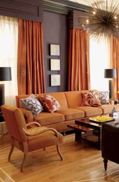 Orange And Brown Living Room Design, Brown And Orange Living Room