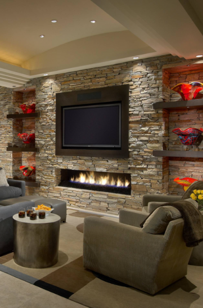 41 Stacked Stone Fireplace Ideas Sebring Design Build - How To Stone A Fireplace Wall