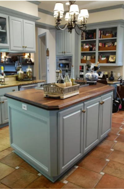 Kitchens With Butcher Block Countertops, Dark Grey Kitchen Cabinets With Butcher Block Countertops
