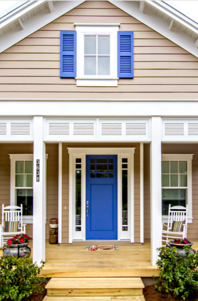 Houses with Blue Front Entry Door Ideas