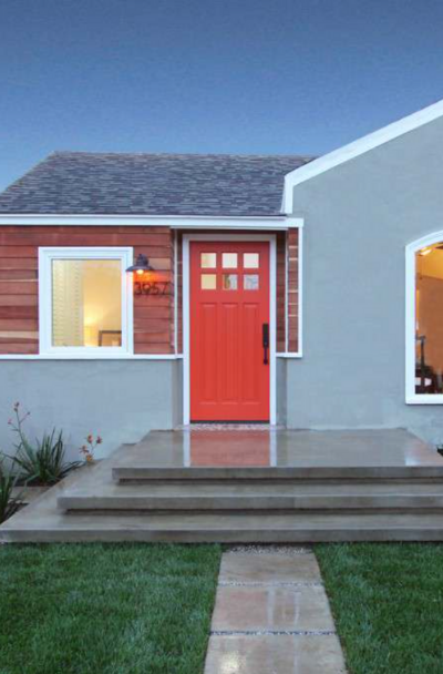 Houses With Orange Front Entry Door Ideas