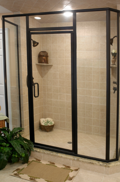 Black Framed Coastal Shower Door Ideas