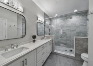 White Naperville Master Bathroom