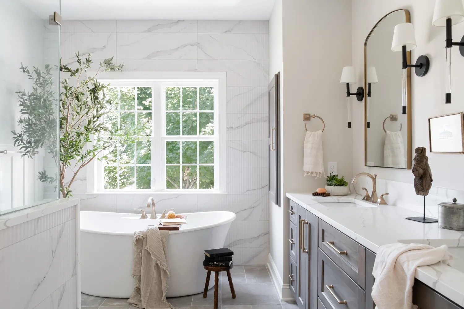 Clean and Elegant Primary Bathroom